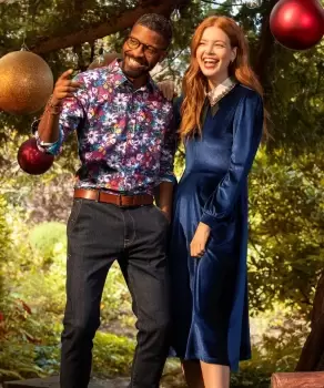 Image of Dark Floral Button Down Long Sleeve Shirt