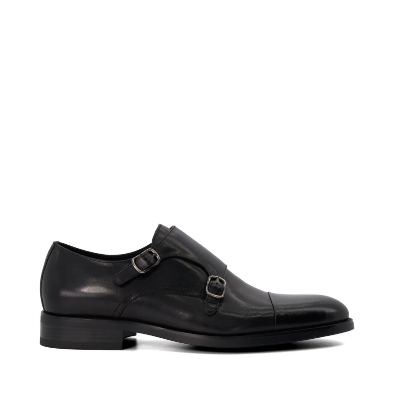 Image of Dune London 'Sullivann' Leather Monk Straps Black male