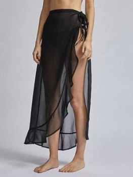 Image of Dorothy Perkins Chiffon Ruffle Tie Beach Skirt - Black