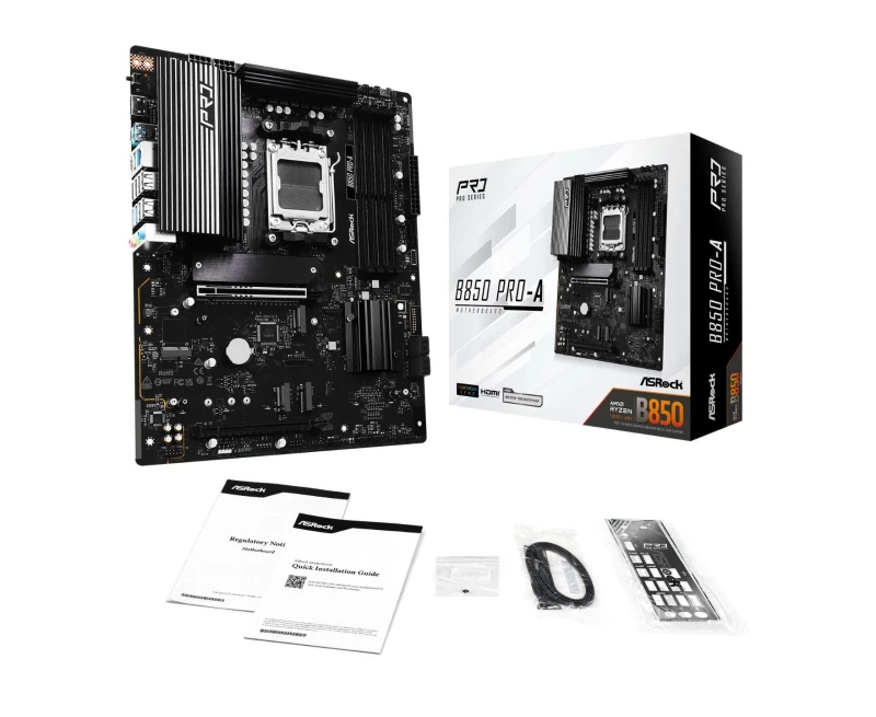 Image of ASRock B850 Pro-A AMD Ryzen AM5 DDR5 ATX Motherboard - 90-MXBQM-A0UAYZ