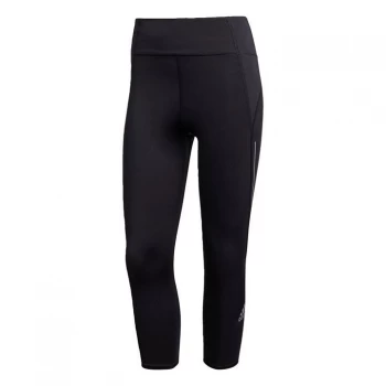 Image of adidas Own The Run three quarter Running Leggings Womens - Black