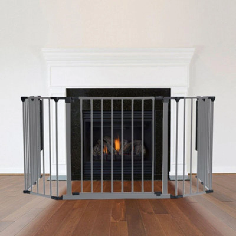 Image of Safetots Multi Panel Fire Surround, 82Cm Deep X 104Cm Wide, Grey, 70Cm Tall, Child And Pet Safety, Baby And Toddler Fire Guard