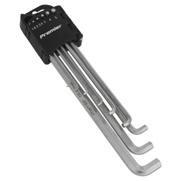 Image of Genuine SEALEY AK7174 Hex Key Set 9pc Extra-Long Stubby Element Metric