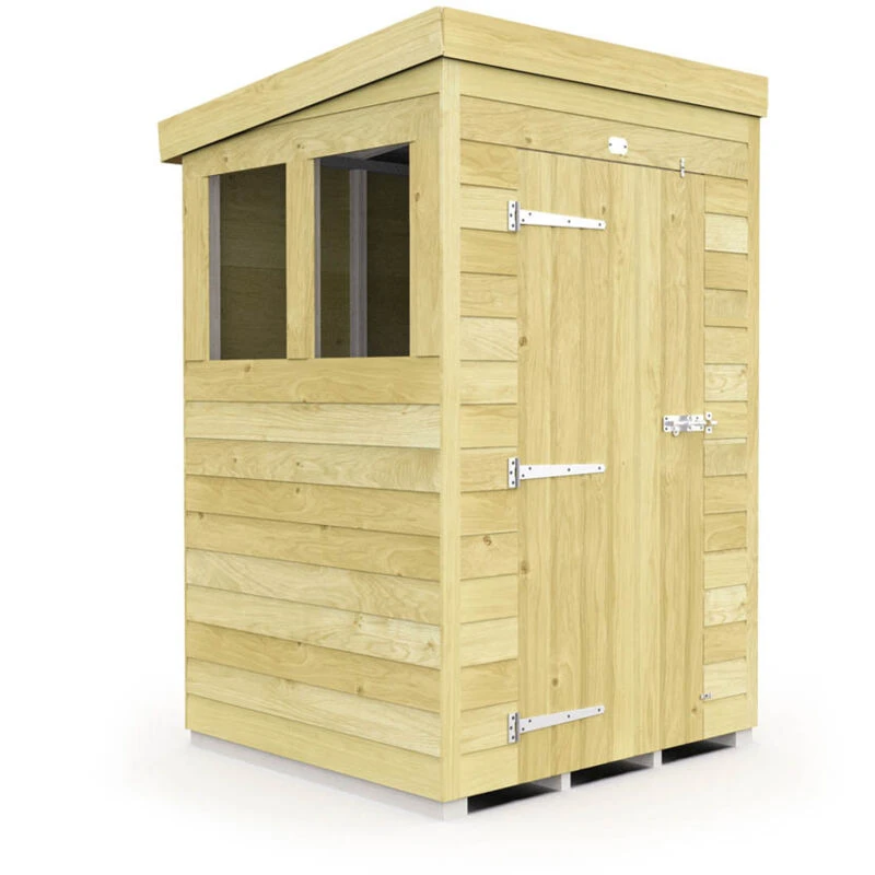 Image of Flat Pack Sheds DIY Sheds 4 x 4 Pent Shed, Brown 4X4PFF