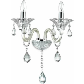 Image of Ideal Lux Lighting - Ideal Lux Colossal - 2 Light Indoor Glass Candle Wall Light Ivory with Inner, E14