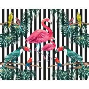 Image of Flamingo Stripe Multi Wall Mural - 3.5m x 2.8m