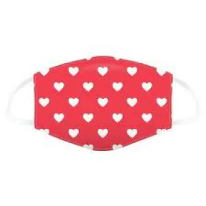 Image of Red with White Hearts Reusable Face Covering - Large