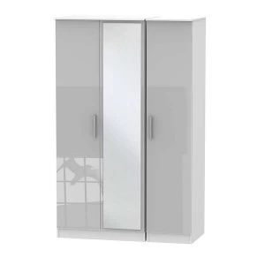 Image of Goodland 3-Door Mirrored Wardrobe Grey