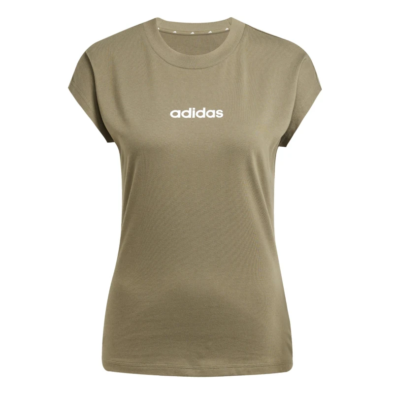 Image of adidas Essentials Linear Cotton T-Shirt Womens Olive female S (8-10)