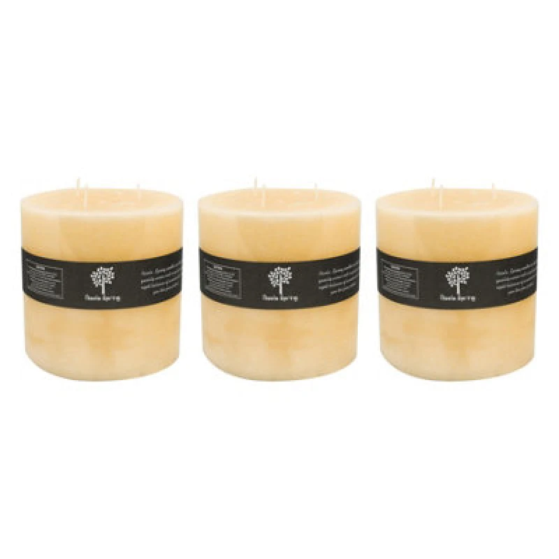 Image of Nicola Spring Round 3 Wick Vanilla Pillar Candles - 130 Hours - Cream - Pack Of 3