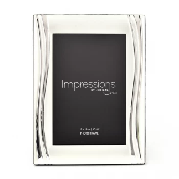 Image of Satin Silver-Plated Photo Frame - Shiny Wavy Design 4" x 6"