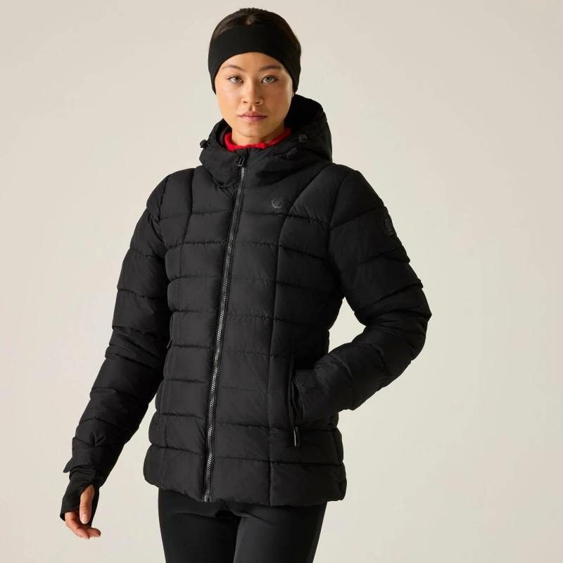 Image of Dare 2b Womens Blindside Waterproof Insulated Padded Ski Jacket in Jet Black Size: 10 Jet Black Female 10