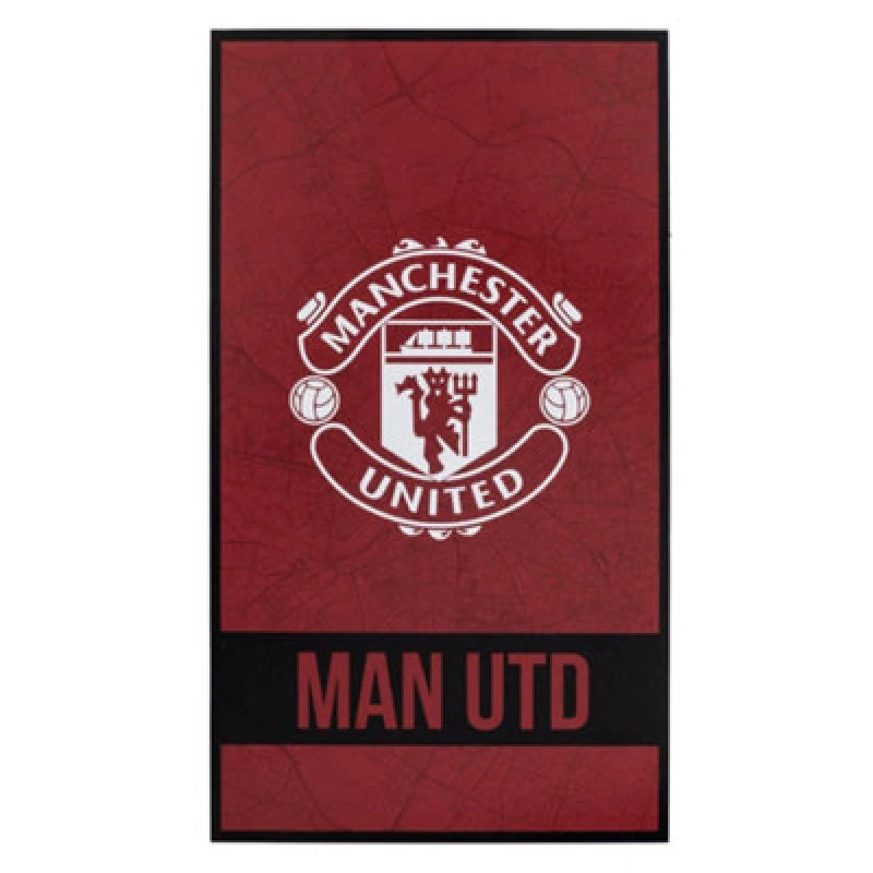 Image of Manchester United FC Manchester United FC Identity Crest Beach Towel in Dark Red Dark Red One Size Unisex 5063574332637
