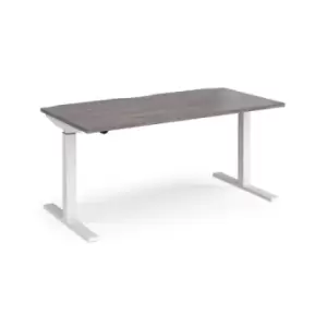 Image of Elev8 Mono straight sit-stand desk 1600mm x 800mm - white frame and grey oak top