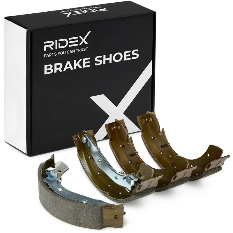 Image of RIDEX 70B0008 Brake Shoes Rear Axle, with lever Brake Shoe Set (70)