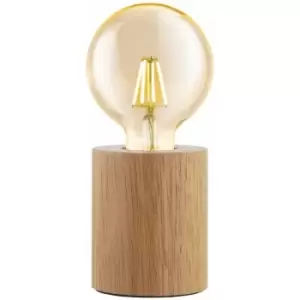 Image of Table Desk Lamp Simple Compact 1 x Round Brown Wood Bulb Holder Bulb E27 28W