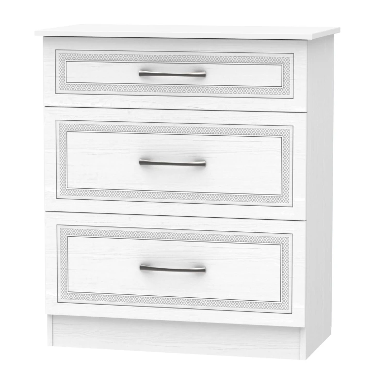 Image of Stafford 3 Drawer Deep Chest In Signature White (Ready Assembled)
