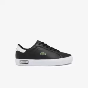 Image of Lacoste Juniors' Powercourt Synthetic Trainers Size 2.5 UK Junior Black & White