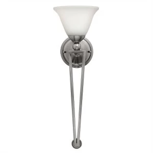 Image of 1 Light Wall Light Brushed Nickel Glass Shade, E27