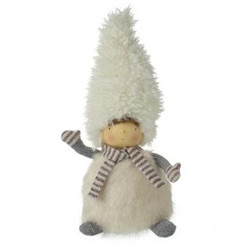 Image of White Fluffy Girl With Large Fur Hat