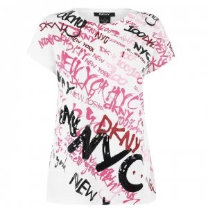 Image of DKNY Graffiti Glitter T Shirt - White/Black ZSJ