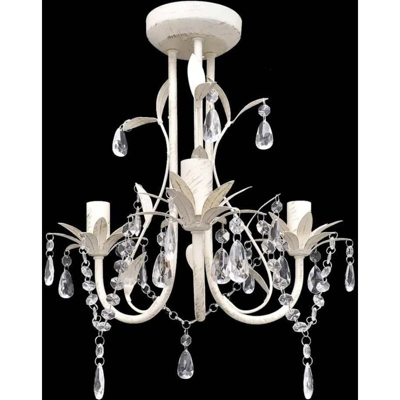 Image of VIDAXL Crystal Pendant Ceiling Lamp Chandelier Elegant White Vidaxl 240686fr