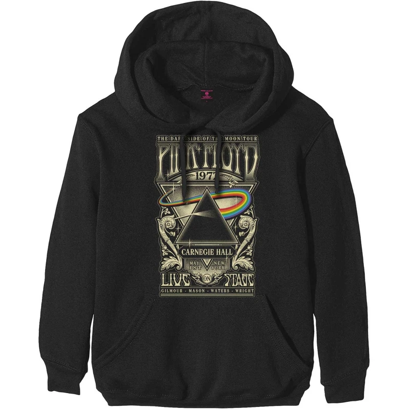 Image of Pink Floyd Mens Carnegie Hall Hoodie in Black Size: Small Black Male S