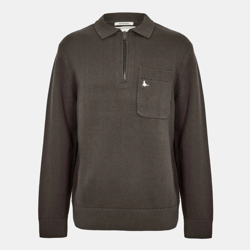 Image of Jack Wills Long Sleeve Zip Knit Polo Iron male S