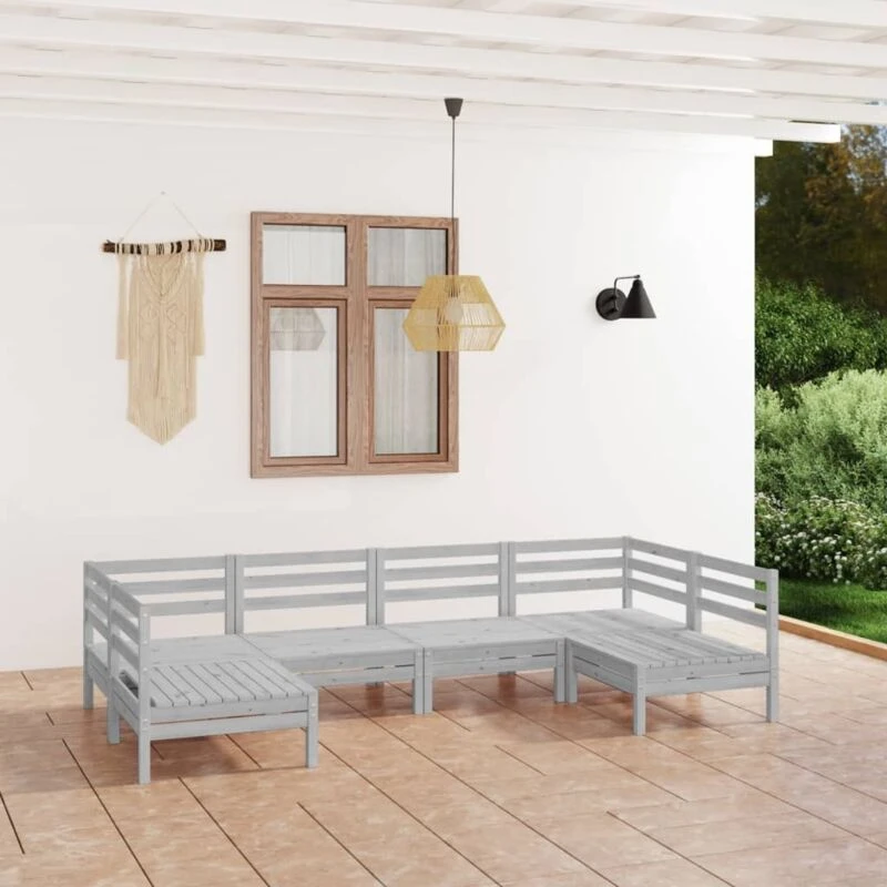 Image of VIDAXL 6 Piece Garden Lounge Set White Solid Wood Pine Vidaxl 8720286691502