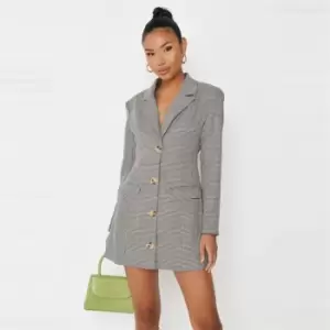 Image of Missguided Shldr Blazer Dress Heritage Check - Brown