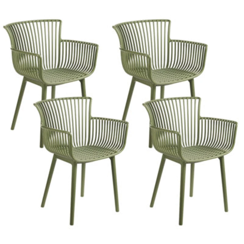 Image of Beliani Set Of 4 Garden Chairs Pesaro Green