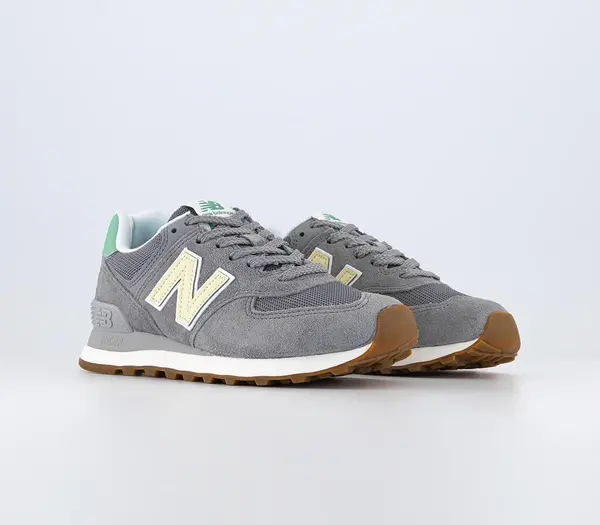 Image of New Balance 574 Trainers Slate Grey Green Offwhite Gum, 4