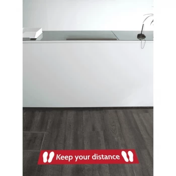 Image of Social Distance Floor Marker - Red Keep your Distance (1000 X 150mm)