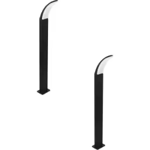 Image of 2 PACK IP44 Outdoor Bollard Light Black Aluminium 11W Built in LED Lamp Post