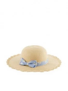 Image of Monsoon Girls Ella Daisy Floppy Hat - Natural