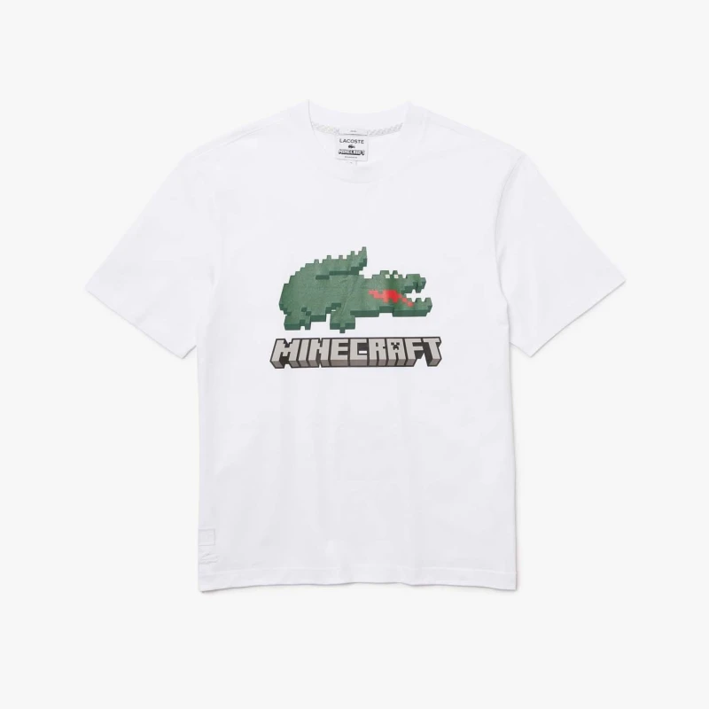 Image of Lacoste Lacoste x Minecraft Print T-Shirt - White White S