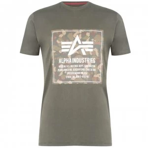 Image of Alpha Industries Block T-Shirt - Dark Olive 142