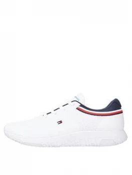 Image of Tommy Hilfiger Lightweight Knit Runner Collar Trainers - White, Size 41, Men