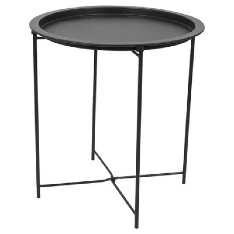 Image of Harbour Housewares Round Steel Tray Table - Matt Black