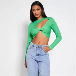 Image of I Saw It First Cut Out Twist Detail Crop Top - Green