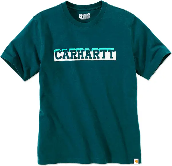 Image of Carhartt Relaxed Fit Heavyweight Logo Graphic T-Shirt, blue, Size S