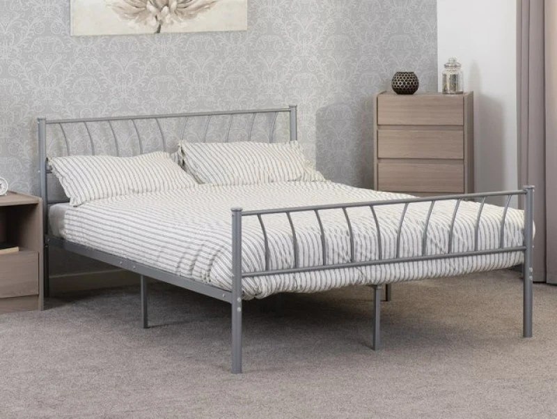 Image of Seconique Harlow 4ft6 Double Silver Metal Bed Frame