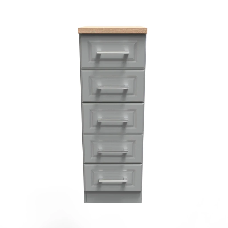 Image of Ready Assembled 2 U Norfolk 5 Drawer Tallboy (Ready Assembled) in Dark Grey Dark Grey Unisex