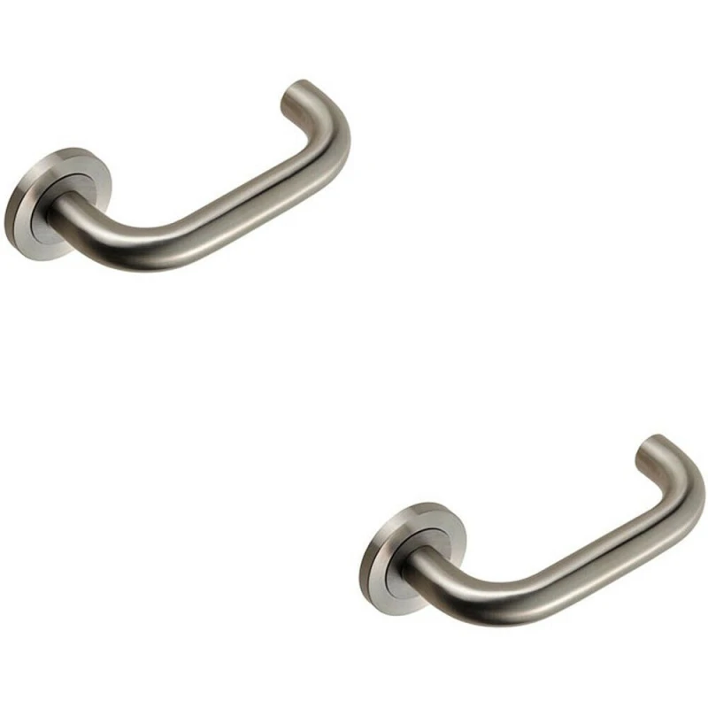 Image of Loops 2x PAIR Round Bar Safety Handle Concealed Fix Round Rose Satin Stainless Steel Metallics