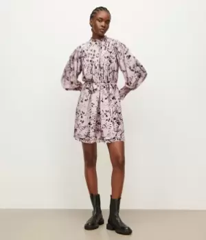 Image of AllSaints Womens Kelli Waktu Mini Dress, Pink, Size: 6