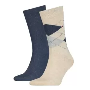 Image of Tommy Bodywear Hilfiger 2 Pack Check Socks Mens - Beige
