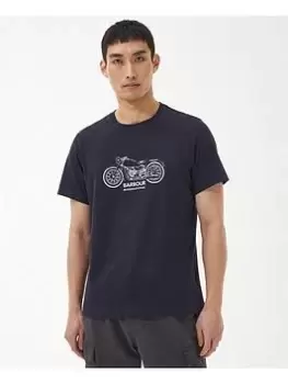 Image of Barbour International Gear Motorcycle Graphic T-Shirt - Navy, Size S, Men