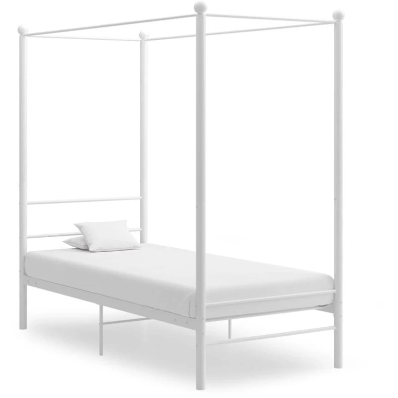 Image of VIDAXL Canopy Bed Frame without Mattress White Metal 100x200cm Vidaxl 8720286163702