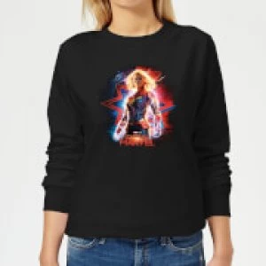 Image of Captain Marvel Poster Womens Sweatshirt - Black
