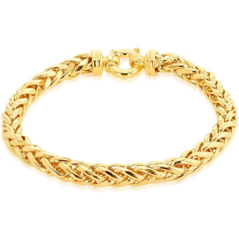 Image of Be You 9ct Gold Large Square Spiga Bracelet Yellow Gold female 8in